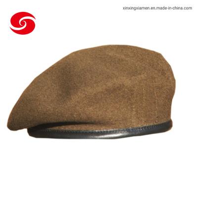 Cina Berretto dell'esercito dei cappelli dell'uniforme militare del poliestere della lana con il grippaggio di cuoio dell'unità di elaborazione in vendita