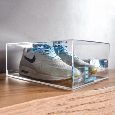 China Store& home transparent sliding acrylic shoe storage box/sneaker display box for sale