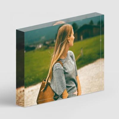 China home & High Quality Transparent Acrylic Gift Photo Block / PMMA Block Photo for sale