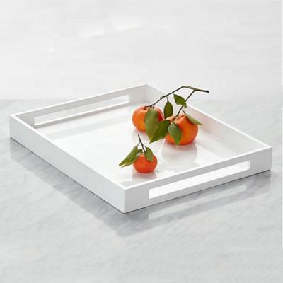 China home & Office& luxury white acrylic hotel tray with handles / hotel acrylic tray for sale