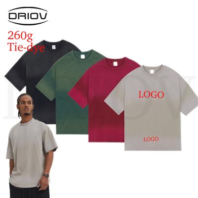 China Other Breath Print LOGO 260g Tie Dye T-shirt Streetwear Fashion T-shirt Oversized Cotton With Custom Logo Printed T-shirt for sale