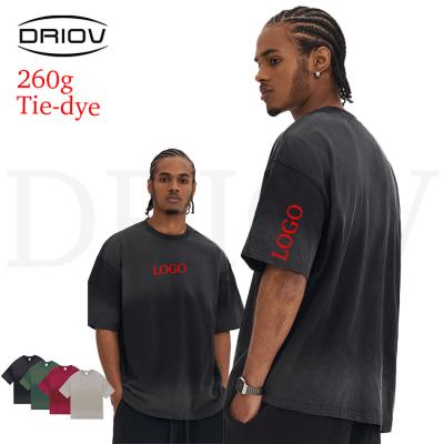 China Others Link 260g Custom Dye Men's T-shirt Print Logo Oversized 100% Cotton Plus Size Loose Fit T-Shirt Big And Tall Tee Shirts for sale