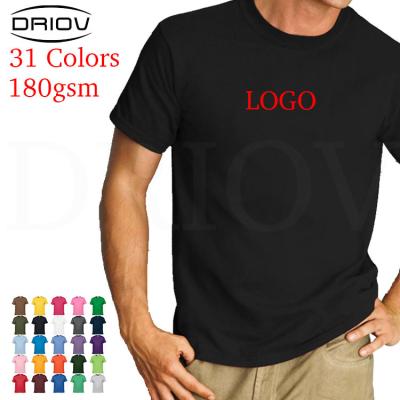 China Other Custom Solid Men's T-shirts 180g 31colors Summer Unisex Crew Neck Cheap Oversized Short Sleeve Tees Breathable Tee for sale