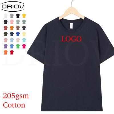 China Other 100% cotton 205g plus size men's T-shirts custom logo printed plain T-shirt custom print white T-shirt for sale