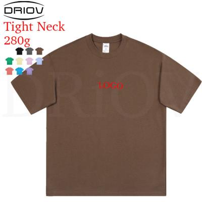 China New Summer Loose Tee Fashion Plain T-shirt Cotton Anti-Wrinkle Crewneck 280g Unisex Designer T-shirts for sale