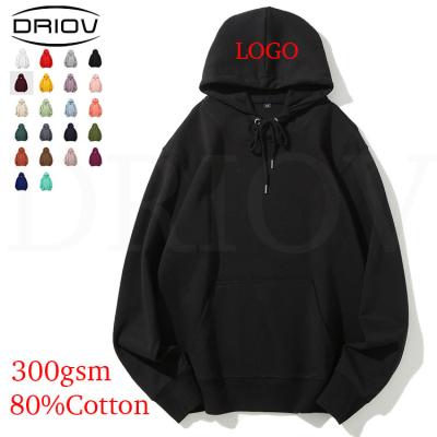 China autumn 300g 80% cotton hoodie Anti-wrinkle heavy solid casual thin empty hoodie custom men's hoodies manufacturer for sale