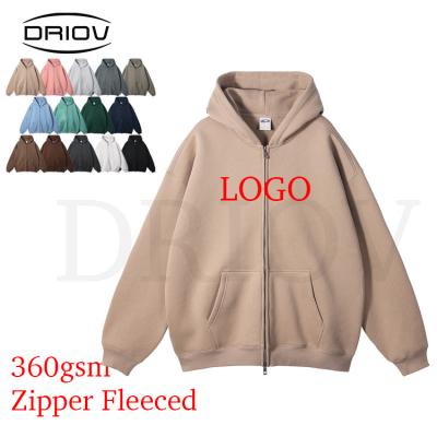 China Anti-Wrinkle Hoodie Manufacturers 360g Double Zip Up Sweatshirts Hoody Oversized White Cropped Logo Men Custom Zip Up Hoodies&Sweatshirts for sale