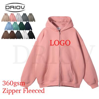 China Anti-wrinkle Hoodie Manufacturers 360g Zipper Embroidered Oversized Double Cropped Hoodies Sweatshirts Men's Hoodies&Sweatshirts With Zipper for sale