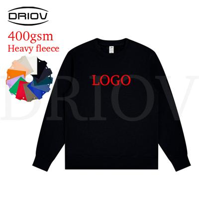 China Hot Sale Custom Cotton Sweatshirt White Fleece Men Sweatshirt Logo Crewneck Sweatshirt Anti-wrinkle Plain 400g Pullover Oversized for sale