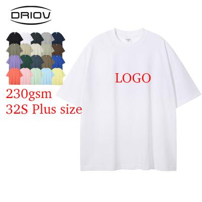 China Custom Anti-Wrinkle OEM/ODM T-shirt 230GSM Unisex Plus Size White Design Tee Shirt Plain Heavy Cotton Luxury Logo Custom T-Shirts For Summer for sale