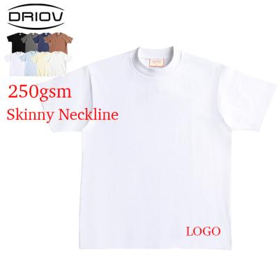 China Wholesale Other 250g Neck White Tight T-shirts Short Sleeve Custom Logo Tees White Cotton T-Shirt For Men for sale