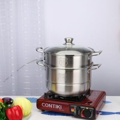 China Stocked 3 Layers Steamer Pot Couscous Cookware Pot 304 Stainless Steel Steamer Pot With Glass Lid for sale