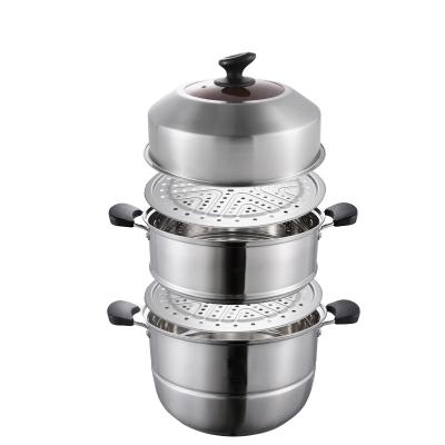 China Sustainable Multilayer Stainless Steel Steamer Pot Double Boiler Steaming Pot For Kitchen for sale