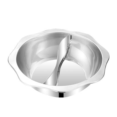 China Universal Stocked 30cm Soup Pot Stainless Steel Split Hot Pot Without Handle for sale