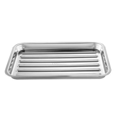 China Sustainable Factory Making Tray Stainless Steel Rectangular Baking Bake Pan Serving Tray Bbq Grill Roasting Pan Easy Clean for sale