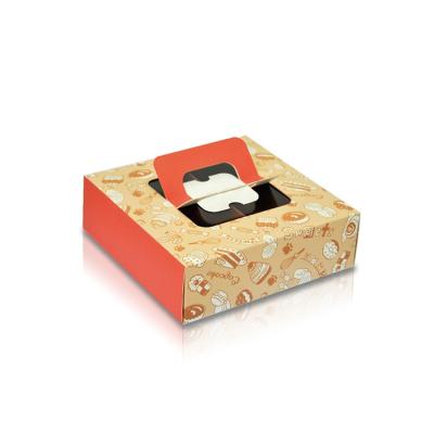 China Wholesale Recyclable Customized Transparent Lid Top Handles Dessert Gift Box Packaging Boxes Paper Food Boxes With Barrier Partition Insert for sale