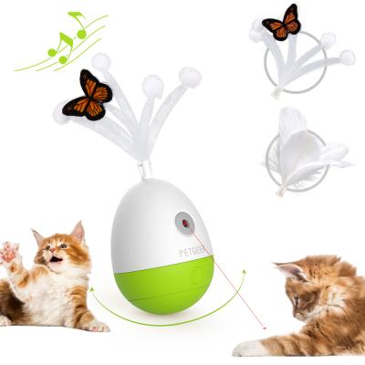 China PetGeek Pet Toys Stored Interactive Laser Pointer For Cats With Feathers And Butterfly for sale