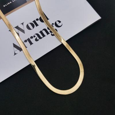 China Wholesale Manufacturer FASHIONABLE Low MOQ Gold Plated High Quality Flat Fishbone Chain Necklaces For Women for sale