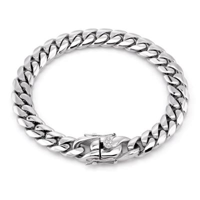 China Wholesale Rap Jewelry Street Hop Hip Hop Silver Mens Miami Cuban Link Chain Bracelet for sale