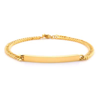 China TRENDY High Quality Stainless Steel 18K Gold Plated Personalize Engrave ID Name Bracelet For Women Gift for sale