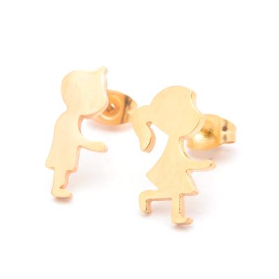 China 2021 Cute Korean Style Stainless Steel Girl And Boy Form Small Stud Earrings Jewelry For Youth for sale