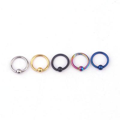 China Wholesale Hiphop Multi Color 316L Stainless Steel Circle Nose Rings Stud Round Ball Nose Stud Body Piercing Jewelry for sale