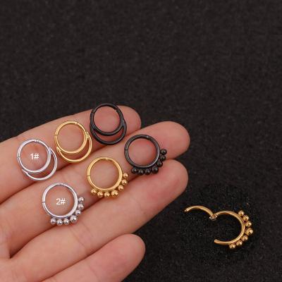 China Best Hiphop Factory Price 316L Gold Plating Stainless Steel Jewelry Aseptic Beads Dangle Nose Ring For Women for sale