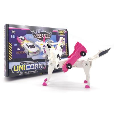 China Deformation Unicorn Toy Car Cool Transformed Toy Baby Children Plastic Hot Impact for sale