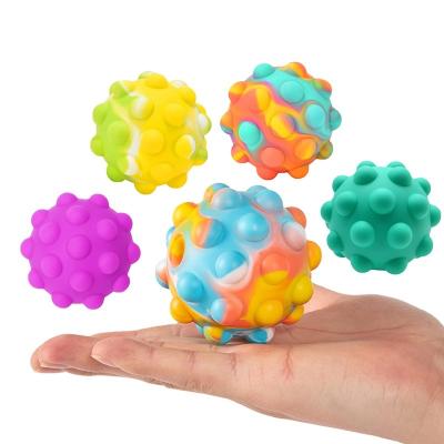 China Relief Effort Squeeze Jumping Ball Jumping Squeeze Toy Rainbow Color Pop Bubble Sensory Play for sale