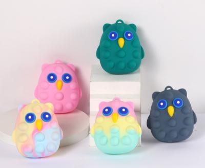 China Stress Reliever Toys 2022 New Arrival Custom Owl Shape 3D Silicone Push Bubble Busy Person Toys for sale