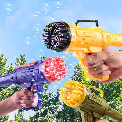 China Children's Outdoor Toys Amazon Hot Selling 21 Holes Gatling Bubble Machine Kids Bubble Gun Colorful Light Gatling Bubble Gun for sale