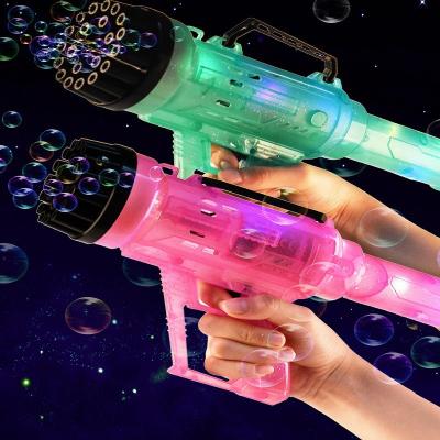 China Children's Outdoor Toys Amazon Hot Selling 21 Holes Gatling Bubble Machine Kids Bubble Gun Colorful Light Gatling Bubble Gun for sale