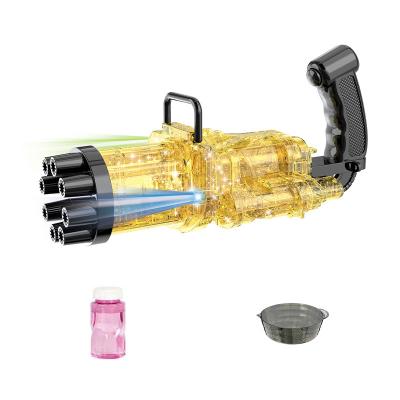 China Children's Outdoor Toys Amazon Hot Selling 21 Holes Gatling Bubble Machine Kids Bubble Gun Colorful Light Gatling Bubble Gun for sale