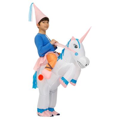 China Christmas Inflatable Cosplay Animal Onesie Unicorn Jumpsuit Halloween Inflatable PVC Kids Costume Suit for sale