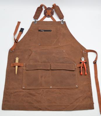 China Customized durable delantal waterproof waxed apron LOGO household avental canvas apron barber bartender gardener gardener kitchen durable for sale