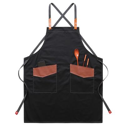 China Restaurant Durable Apron Hairdresser Delantal Avental Kitchen Cooking Chef BBQ Pinafore Design Cleaning Gardening Black For Men for sale