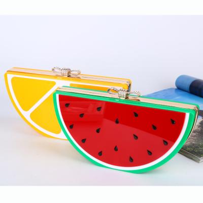 China Fashion Fashoion new butterfly watermelon fruit acrylic lemon chain purse bag red yellow muyer shoulder party dinner evening clutch bags for sale