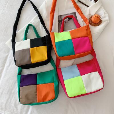 China Wholesale Cheap Fashoion Bolsa bolso de mano lady women handbags ladies fashion patchwork bag casual tote nylon female handbags for women for sale