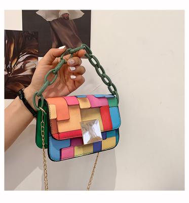 China Fashoion Fashion Retro Vintage Shoulder Patchwork Shoulder Handbags Ladies Tote Ladies Plastic Chain Handbags Bolsa bolso de mano for sale