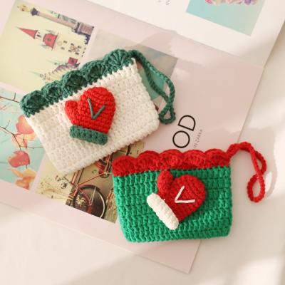 China Fashoion Cute Flower Boys Girls Zipper Wallet Fashionable Cartoon Kids Small Mini Knitted Kids Card Doorstep Coin Bag Crochet Pocket for sale