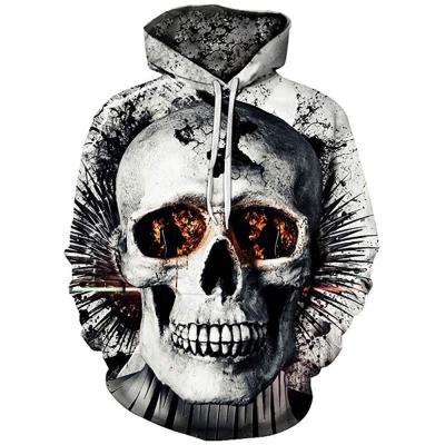 China Anti-wrinkle sports fabric moletons sudaderas new long sleeves custom skull 3D print pullover sweatshirts funny graphic plus size men's hoodies for sale