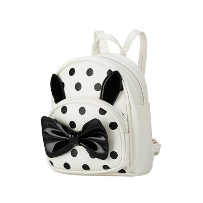 China Lovely Fashion Mini Leisure Boys Girls School Bag Kindergarten Waterproof Leather PU Polka Dot Bow Rucksack Backpack School Bag for sale