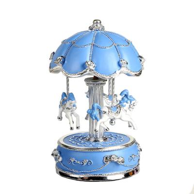 China Eco-friendly Children's Present Kids Children's Gift Child's Umbrella Flower Synthetic Resin Carousel Romantic Music Box for sale