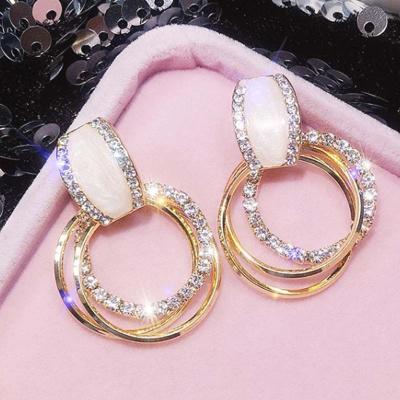 China Comfort Fit Custom Fashionable Retro Vintage Women Ladies Ladies Gift Fashion Silver Needle Rhinestone Drop Ring Earrings Wedding Party 925 for sale