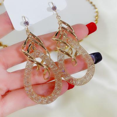 China Comfort Fit Fashion Branded Retro Sense Personality Fashion High Hook Earrings New Long Style Big Circle Earrings For Women for sale