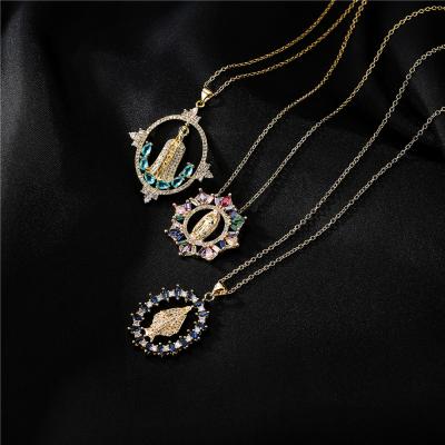 China Comfort fit Europe and the United States popular gold pendant copper necklace jewelry zircon micro-set jewelry chain necklace for women for sale