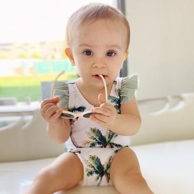 China New Korean QUICK DRY swimwear children's lovely baby toddlers small large printed hot spring lotus edge large swimwear one-piece bikini for sale