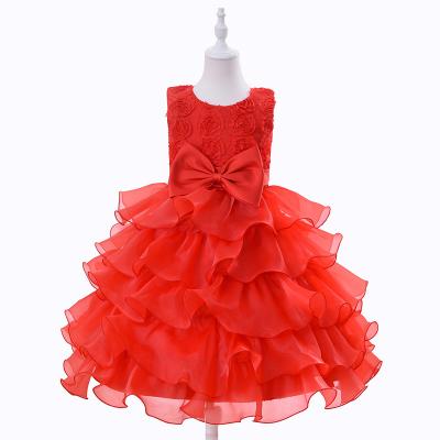 China Lotus Princess red short summer style flower washable children's clothing baby girls college piano performance blue dress for sale