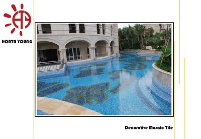 China HTY - TC 300 300*300 Iridescent Blue Pebble Glass Tile Mosaic for Swimming Pool Tile for sale