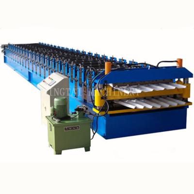 China Building Material Shops Corrugated And Trapezoidal Double Layer Metal Roofing Cold Roll Forming Machine for sale